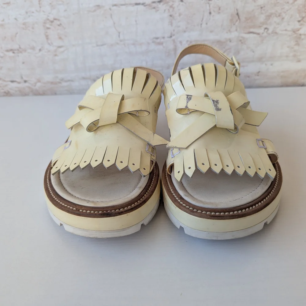 Christian Louboutin Cream Women's Sandals with Fringe - Picture 2 of 11